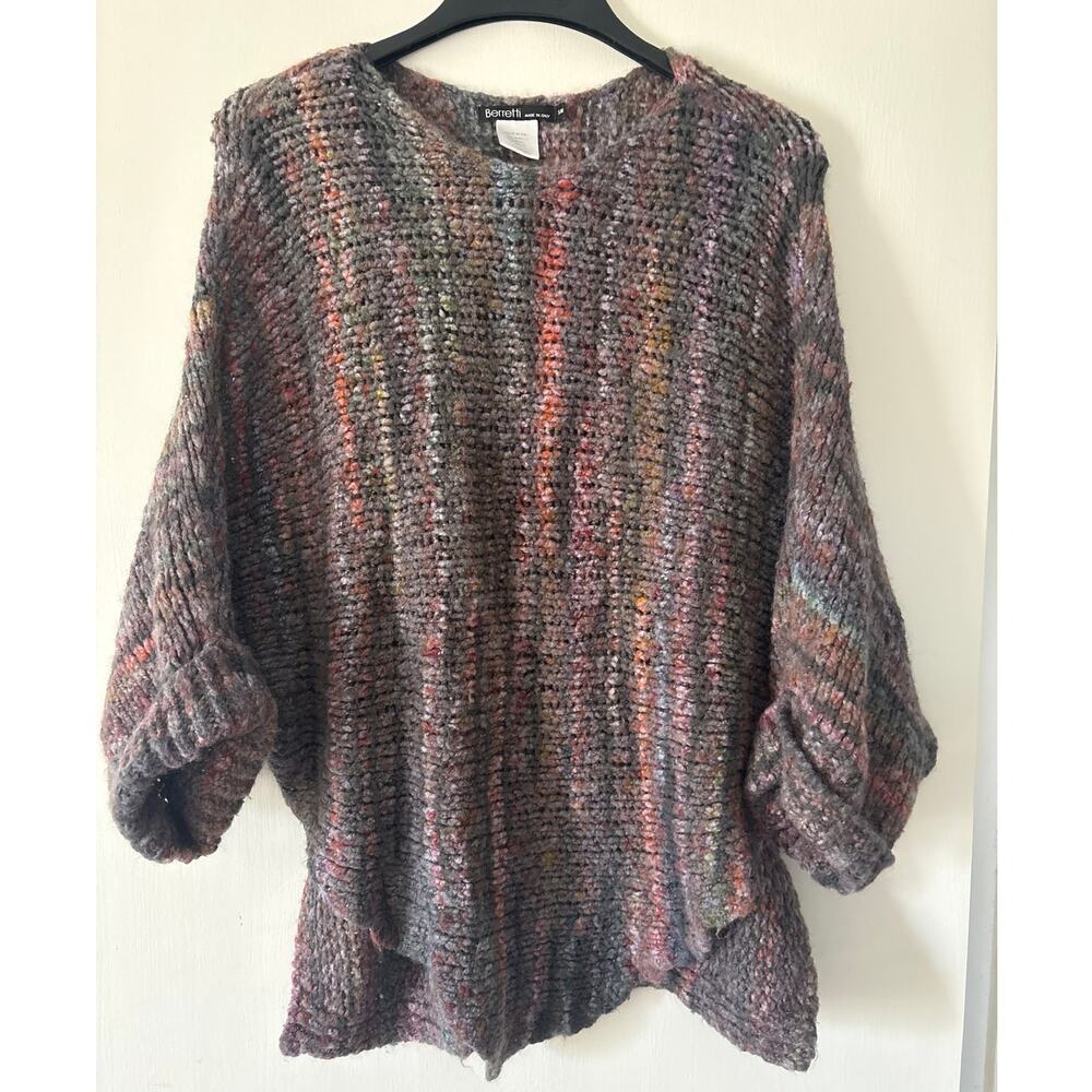 Berretti Multicolor Wool Blend Thick Handkerchief Knit Sweater S/M Italy